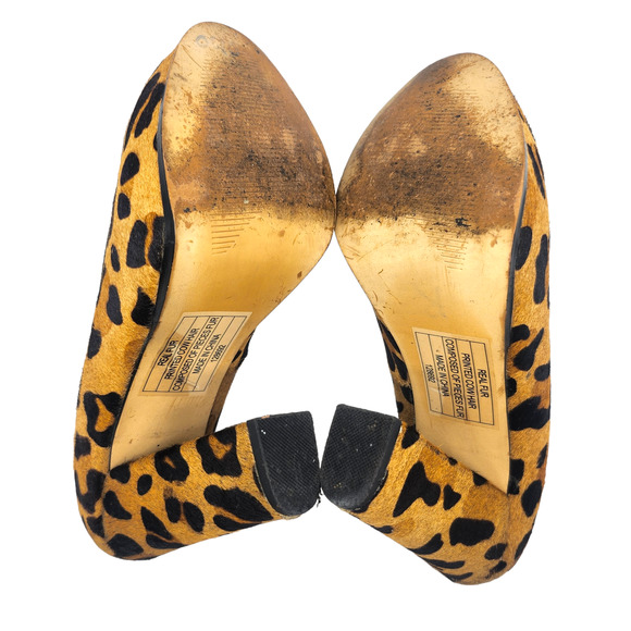 Steve Madden Shoes Womens 7 Brown Black Cheetah Leather Pony Hair Block Heels - Picture 10 of 11
